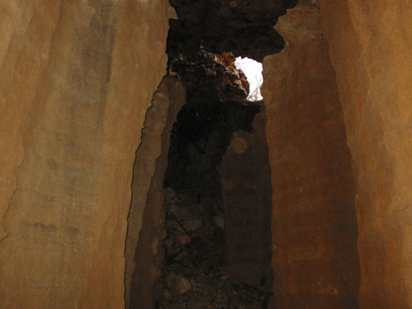 Looking outside from the cave.