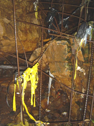 Some metal grating installed inside the cave