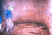 low flow waterfall into rimstone dam formation at a dead end