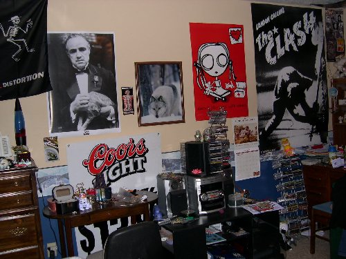 Clash, Godfather, and Social Distortion. The Coors Light thing was just a goofball thing my friend and I found one night. I don't drink at all. :)