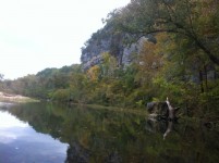 Bluffs along the Buffalo River near the entrance to the cave.